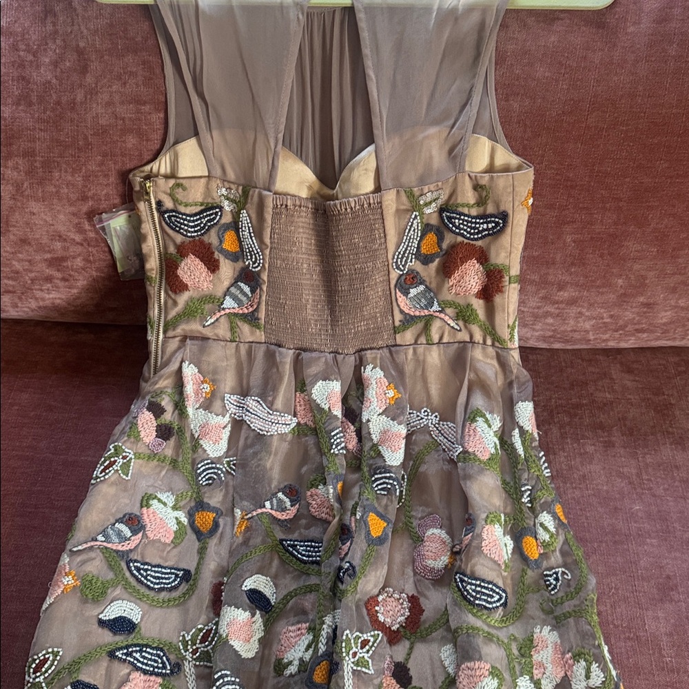 Moulinette Soeurs “Novelette” Anthropologie Mesh Embroidered Floral Dress NWT - Picture 10 of 12